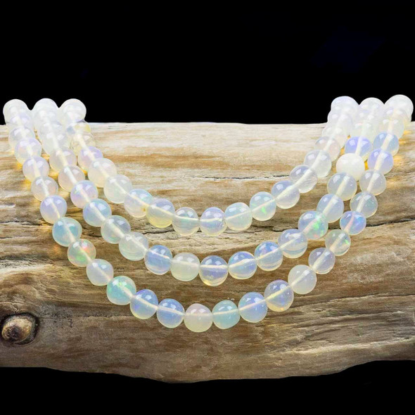 White Opal 4-5mm Graduated Round Beads - 16 inch strand