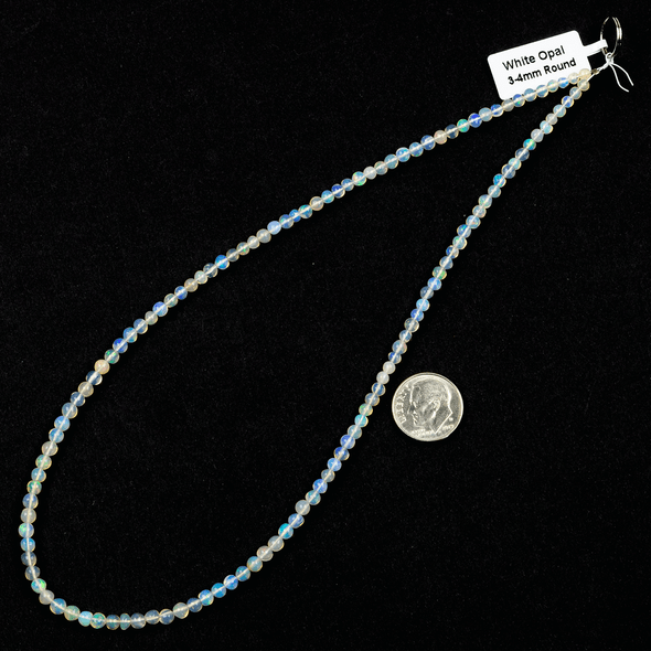 Cherry Tree Beads White Opal 3-4mm Graduated Round Beads - 15 inch strand