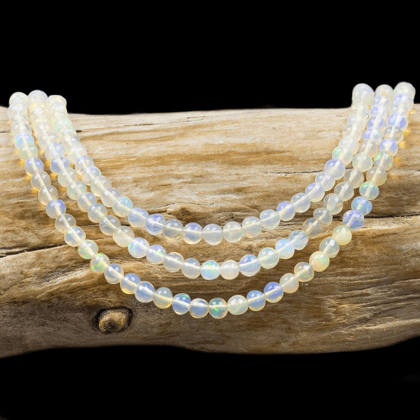 Cherry Tree Beads White Opal 3-4mm Graduated Round Beads - 16 inch strand 