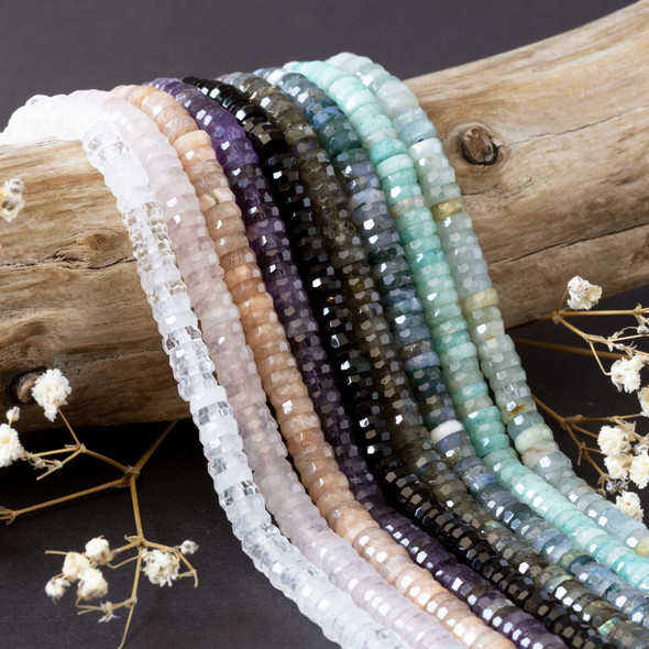 neatly shaped disc beads with delicate faceting that adds a soft shimmer and dimension to jewelry designs