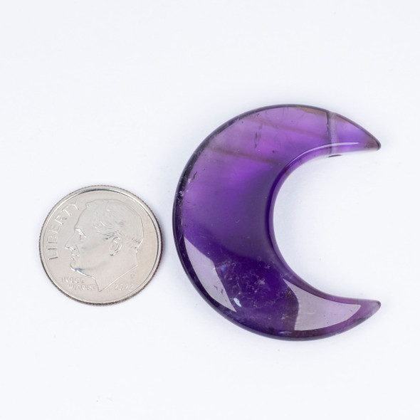 Gemstone 35mm Moon Pendants with Line to show Drill Hole with coin to show size