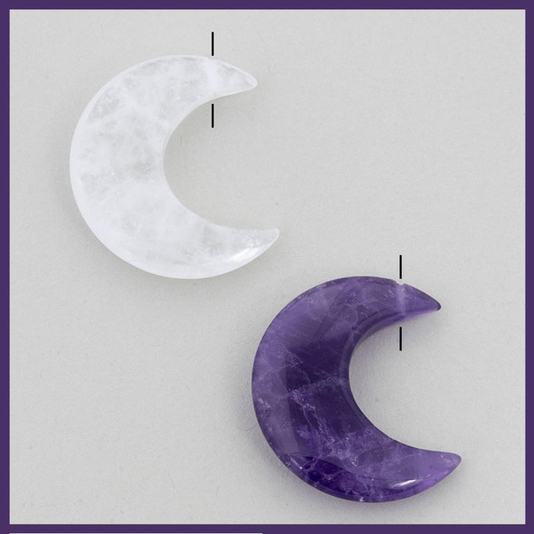 Cherry Tree Beads Gemstone 35mm Moon Pendants- 1 per bag 