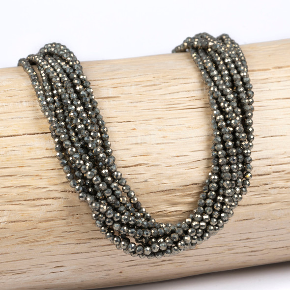 Cherry Tree Beads BOGO Pyrite 2mm Faceted Round Beads - 15 inch strand