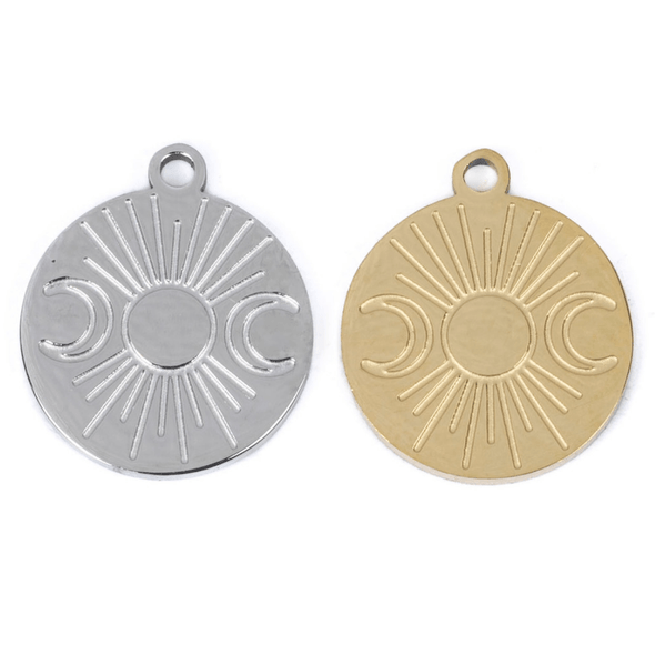 304 Stainless Steel 12mm Triple Sun and Moon Coin Charms Group Picture