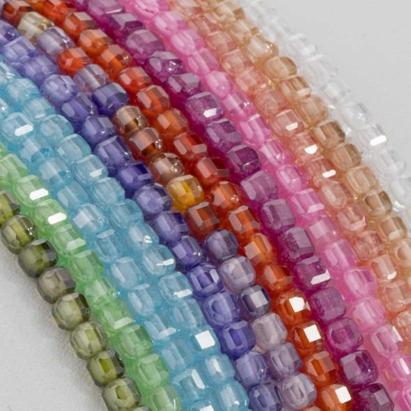 Cherry Tree Beads Cubic Zirconia 3mm Faceted Cube Beads - 15 inch strand 