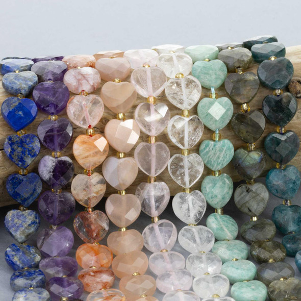 Cherry Tree Beads Gemstone 12mm Faceted Heart Beads - 8-inch strand 