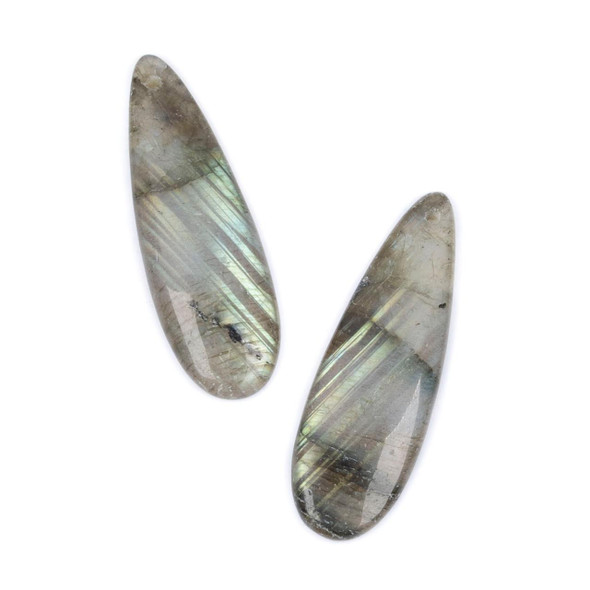 Cherry Tree Beads Blue Labradorite 13x40mm Teardrop Front Drilled Pendant Pair - 2 per bag 