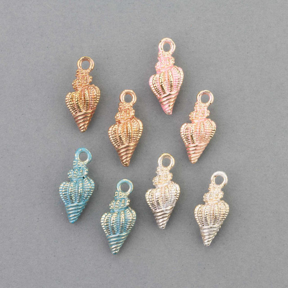 Cherry Tree Beads Enameled Gold Pewter 9x20mm Conch Shell Charm - 2 per bag 