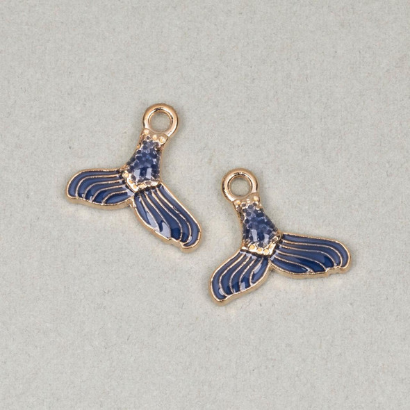 Cherry Tree Beads Enameled Gold Pewter 14x15mm Whale Tail Charm - 2 per bag 