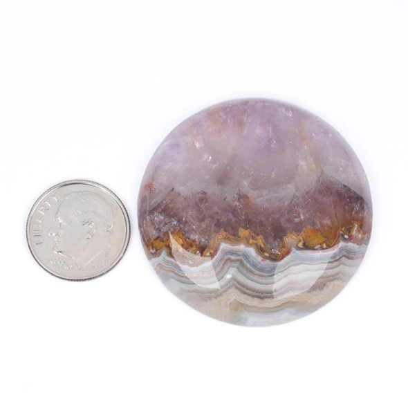 Cherry Tree Beads Amethyst Agate 40mm Coin Cabochon - 1 per bag 