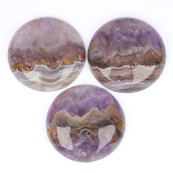 Cherry Tree Beads Amethyst Agate 40mm Coin Cabochon - 1 per bag 