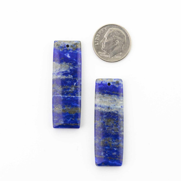 Cherry Tree Beads Lapis 14x40mm Rectangle Front Drilled Pendant Pair - 2 per bag 