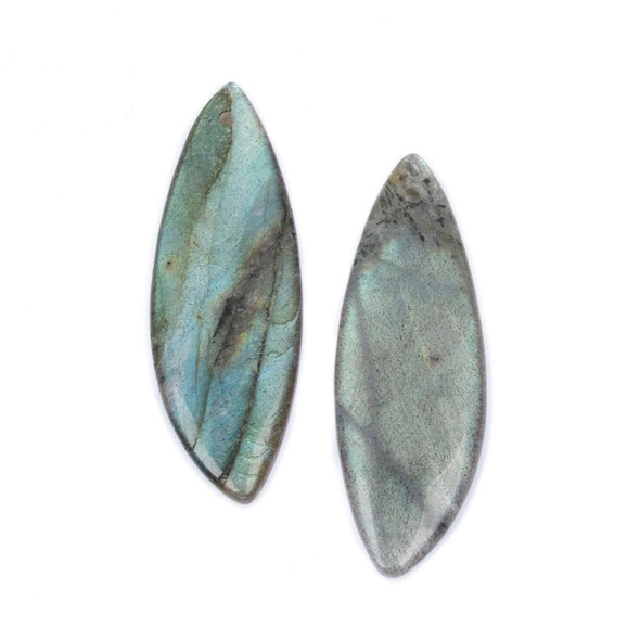 Cherry Tree Beads Blue Labradorite 14x39mm Marquise Front Drilled Pendant Pair - 2 per bag 