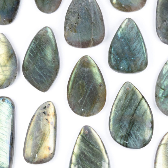 Cherry Tree Beads Blue Labradorite 18x45mm- 25x41mm Top Front Drilled Irregular Teardrop Pendant with a Flat Back - 1 per bag 