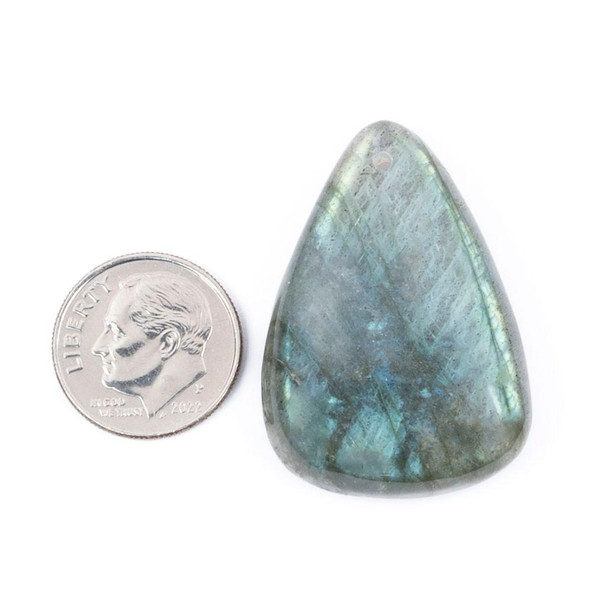 Cherry Tree Beads Blue Labradorite 18x45mm- 25x41mm Top Front Drilled Irregular Teardrop Pendant with a Flat Back - 1 per bag 