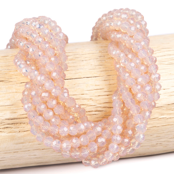 Crystal 4x6mm Cherry Blossom Pink Faceted Rondelle Beads - 15 inch strand
