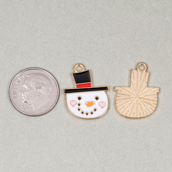 Enameled Gold Pewter 16x21mm Snowman Head Charms for craft night.