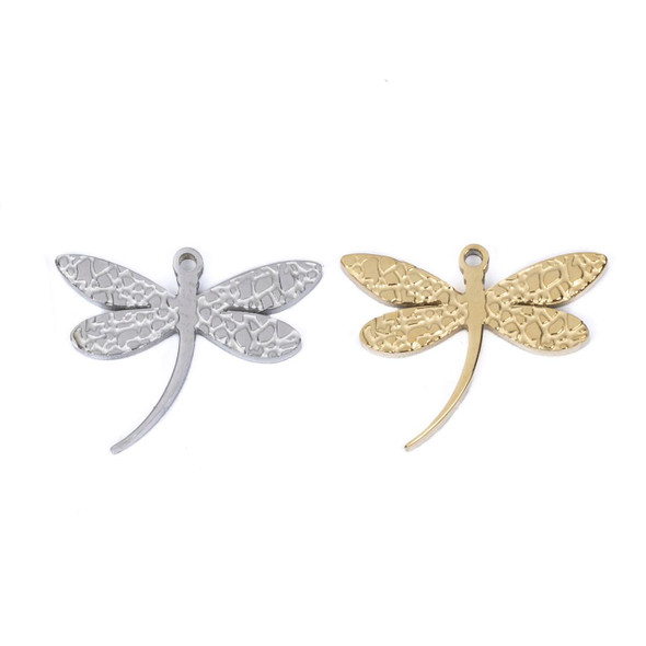Cherry Tree Beads 304 Stainless Steel 11x14.5mm Dragonfly Charms - 2 per bag 