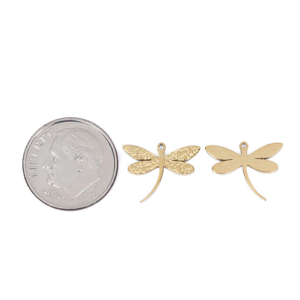 Cherry Tree Beads 304 Stainless Steel 11x14.5mm Dragonfly Charms - 2 per bag 