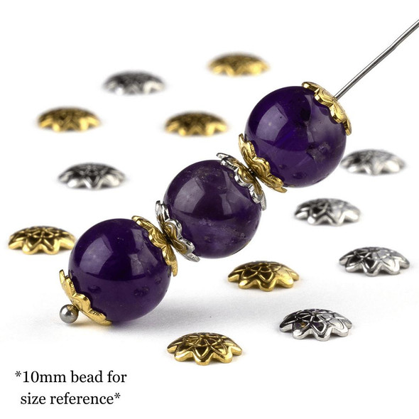 Cherry Tree Beads 304 Stainless Steel 7mm Floral Bead Caps 