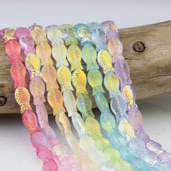 Cherry Tree Beads Glass 8x15mm Fish Beads - 8 inch strand 