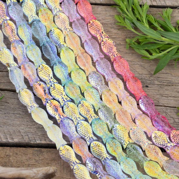 Cherry Tree Beads Glass 8x15mm Fish Beads - 8 inch strand 
