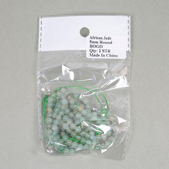 Cherry Tree Beads BOGO African Jade 5mm Round Beads - Receive 2 Identical 15 Inch Strands 