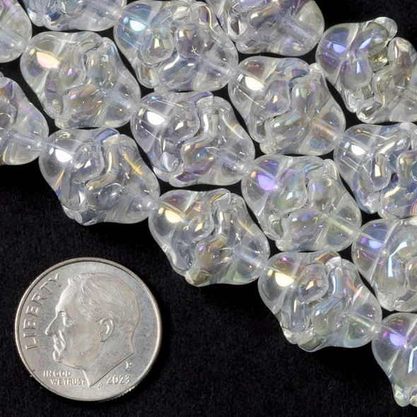 Cherry Tree Beads Glass 8x12mm Bead Caps Clear with AB finish - 8 inch strand 