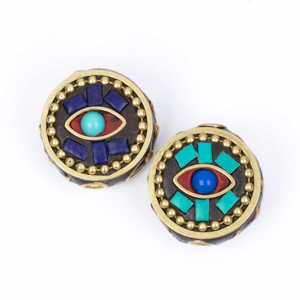 Cherry Tree Beads Tibetan Brass 16mm Coin Beads - 2 per bag 