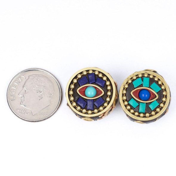 Cherry Tree Beads Tibetan Brass 16mm Coin Beads - 2 per bag 