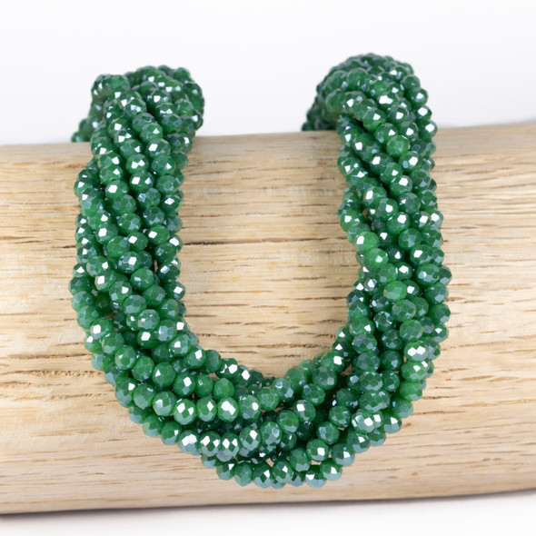 Cherry Tree Beads Crystal 3x4mm Opaque Seaweed Green Faceted Rondelle Beads - 15 inch strand 