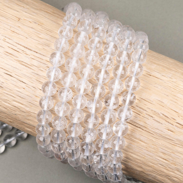 Cherry Tree Beads Clear Quartz AB 8mm Round Beads - 15 inch strand 