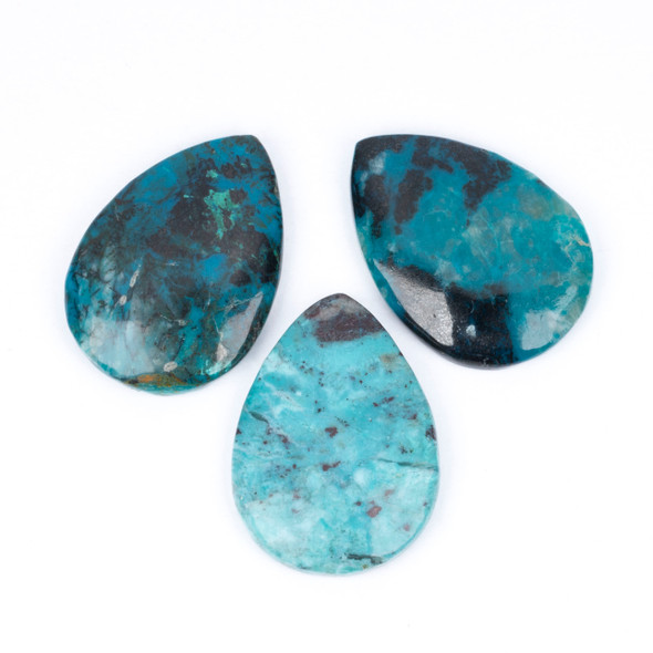 Chrysocolla gemstone teardrop cabochon for DIY jewelry.