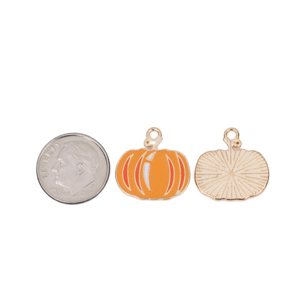 Cherry Tree Beads Enameled Gold Pewter 18x19mm Pumpkin Charms - 2 per bag 
