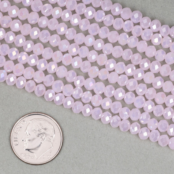 Cherry Tree Beads Crystal 3x4mm Opaque Primrose Pink Faceted Rondelle Beads with AB finish - 15 inch strand 