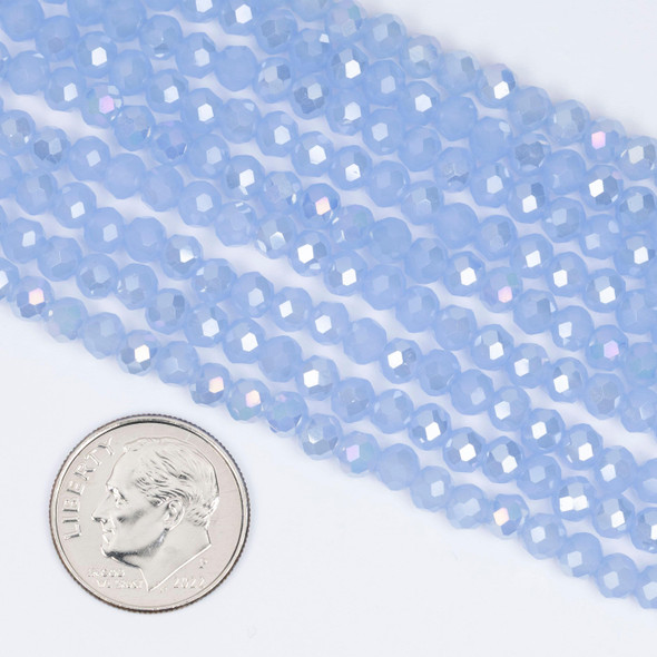 Cherry Tree Beads Crystal 3x4mm Opaque Cornflower Blue Faceted Rondelle Beads with AB finish - 15 inch strand 