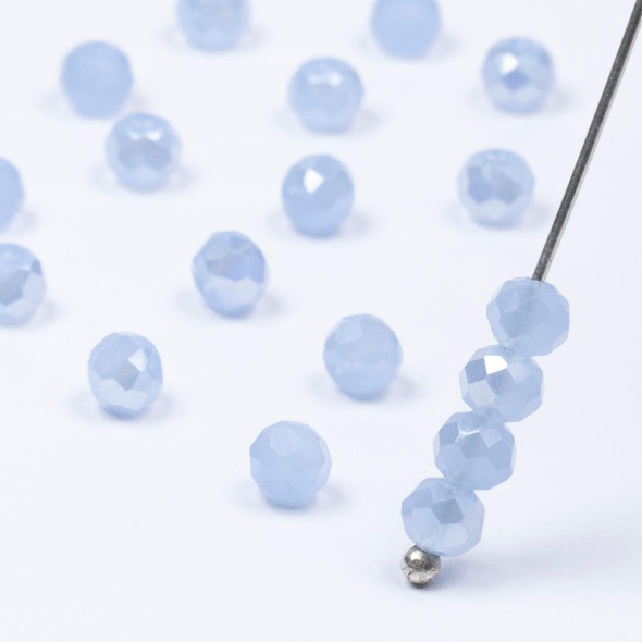 Cherry Tree Beads Crystal 3x4mm Opaque Cornflower Blue Faceted Rondelle Beads with AB finish - 15 inch strand 