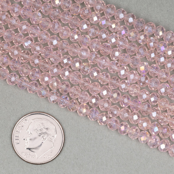 Cherry Tree Beads Crystal 3x4mm Cherry Blossom Pink Faceted Rondelle Beads with AB finish - 15 inch strand 