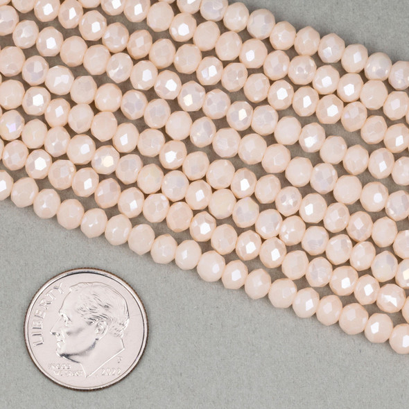 Cherry Tree Beads Crystal 3x4mm Opaque Champagne Bubbles Faceted Rondelle Beads with AB finish - 15 inch strand 