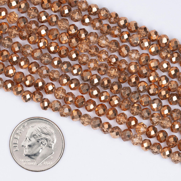 Cherry Tree Beads Crystal 3x4mm Copper Kissed Sand Faceted Rondelle Beads  - 15 inch strand 
