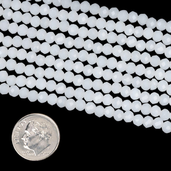 Cherry Tree Beads Crystal 3x4mm Opaque Milky White Faceted Rondelle Beads - 15 inch strand 