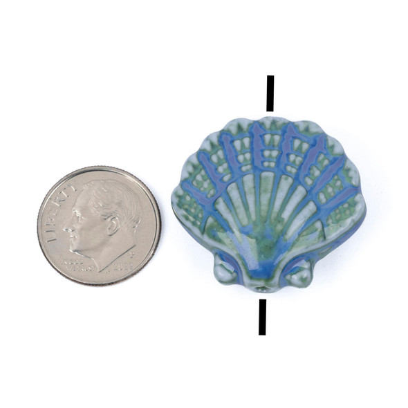Cherry Tree Beads Ceramic 25x28mm Scallop Shell Beads - 2 per bag 