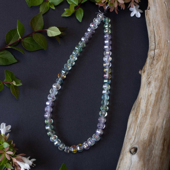 Cherry Tree Beads Free Gift with Orders $65+ Garden Melody Ombre Crystal 6x8mm Faceted Pumpkin Beads with AB finish - 12 inch strand 