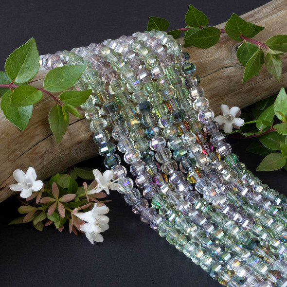 Cherry Tree Beads Free Gift with Orders $65+ Garden Melody Ombre Crystal 6x8mm Faceted Pumpkin Beads with AB finish - 12 inch strand 