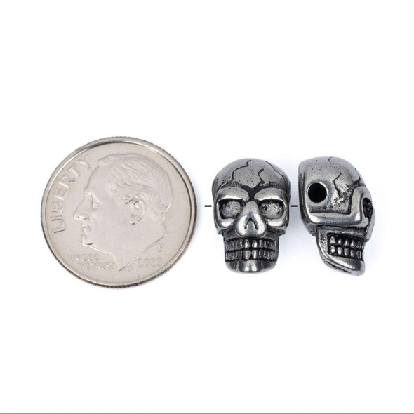 Cherry Tree Beads 304 Stainless Steel 9x14mm Top Side Drilled Skull Beads - 2 per bag 