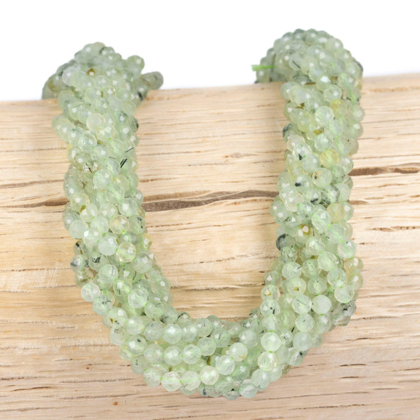 Cherry Tree Beads Special Gemstones - Prehnite 3mm Faceted Round Beads - 15 inch strand 