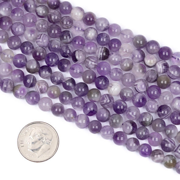 Cherry Tree Beads Chevron Amethyst 6mm Round Beads - 15 inch strand 