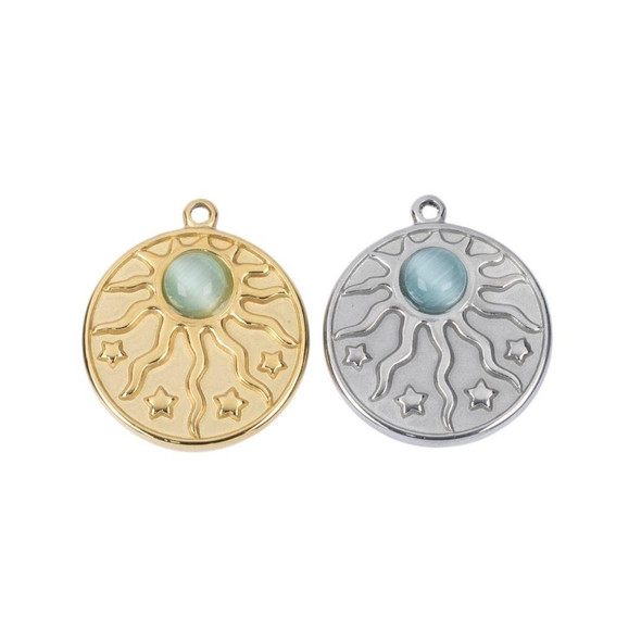 Cherry Tree Beads 304 Stainless Steel 15mm Sunburst Coin Charms - 2 per bag 