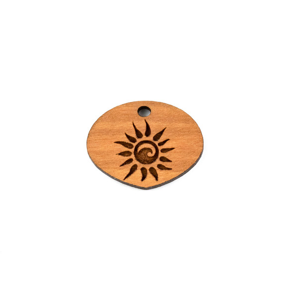 Handmade Wooden 19x25mm Blazing Sun Wide Pointed Oval Focal - 1 per bag