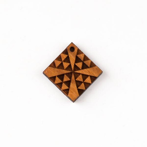 Handmade Wooden 22mm Small Chevron Cross Diamond Pendant